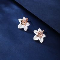 1 Pair IG Style Lady French Style Flower Inlay Copper Shell Rose Gold Plated Ear Studs main image 5