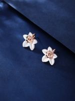 1 Pair IG Style Lady French Style Flower Inlay Copper Shell Rose Gold Plated Ear Studs main image 7