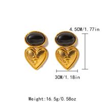 1 Par Elegante Lujoso Oval Enchapado Embutido Acero Inoxidable 304 Piedra Natural Chapado En Oro Pendientes De Gota sku image 1