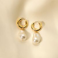 1 Pair IG Style Lady Classic Style Irregular Plating Inlay Copper Freshwater Pearl Zircon 18K Gold Plated Drop Earrings main image 3