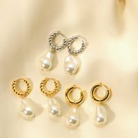 1 Pair IG Style Lady Classic Style Irregular Plating Inlay Copper Freshwater Pearl Zircon 18K Gold Plated Drop Earrings main image 1