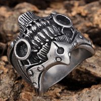 Hip-Hop Streetwear Color Block 304 Stainless Steel Carving Men's Rings main image 6