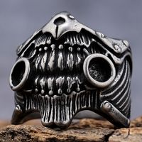 Hip-Hop Streetwear Color Block 304 Stainless Steel Carving Men's Rings main image 1