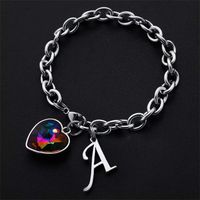 304 Stainless Steel Basic Modern Style Classic Style Inlay Letter Heart Shape Artificial Crystal Bracelets main image 4