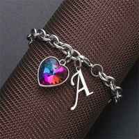304 Stainless Steel Basic Modern Style Classic Style Inlay Letter Heart Shape Artificial Crystal Bracelets main image 5