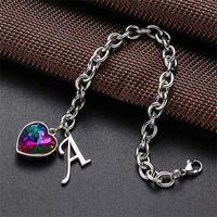 304 Stainless Steel Basic Modern Style Classic Style Inlay Letter Heart Shape Artificial Crystal Bracelets main image 3