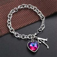 304 Stainless Steel Basic Modern Style Classic Style Inlay Letter Heart Shape Artificial Crystal Bracelets main image 1