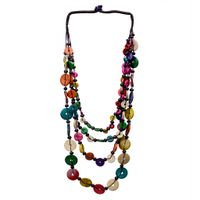 Wholesale Jewelry Vintage Style Bohemian Classic Style Geometric Wooden Beads Coconut Shell Layered Necklaces sku image 1