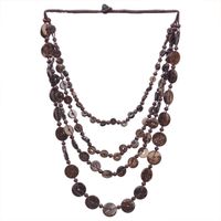 Wholesale Jewelry Vintage Style Bohemian Classic Style Geometric Wooden Beads Coconut Shell Layered Necklaces sku image 2