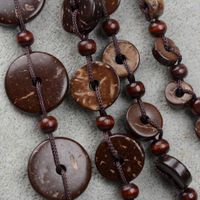 Wholesale Jewelry Vintage Style Bohemian Classic Style Geometric Wooden Beads Coconut Shell Layered Necklaces main image 1