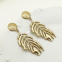 1 Pair IG Style Fairy Style Korean Style Leaves Heart Shape Feather 304 Stainless Steel 14K Gold Plated Drop Earrings main image 4