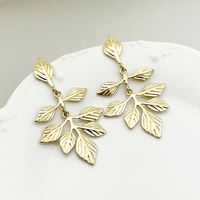 1 Pair IG Style Fairy Style Korean Style Leaves Heart Shape Feather 304 Stainless Steel 14K Gold Plated Drop Earrings main image 5