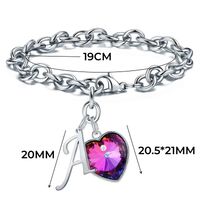 304 Stainless Steel Basic Modern Style Classic Style Inlay Letter Heart Shape Artificial Crystal Bracelets main image 2