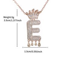Copper 18K Gold Plated XUPING Simple Style Commute Plating Inlay Letter Crown Rhinestones Pendant Necklace main image 4