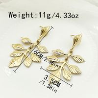 1 Pair IG Style Fairy Style Korean Style Leaves Heart Shape Feather 304 Stainless Steel 14K Gold Plated Drop Earrings sku image 4