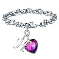 304 Stainless Steel Basic Modern Style Classic Style Inlay Letter Heart Shape Artificial Crystal Bracelets sku image 2
