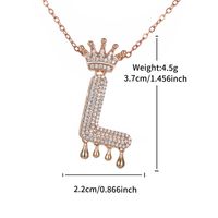 Copper 18K Gold Plated XUPING Simple Style Commute Plating Inlay Letter Crown Rhinestones Pendant Necklace sku image 12