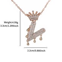 Copper 18K Gold Plated XUPING Simple Style Commute Plating Inlay Letter Crown Rhinestones Pendant Necklace sku image 22