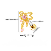 1 Piece Elegant Lady Modern Style Heart Shape Bow Knot Epoxy Plating Inlay 316 Stainless Steel  Copper Zircon White Gold Plated Gold Plated Ear Studs Cartilage Earrings main image 2