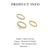 Simple Style Solid Color 304 Stainless Steel 18K Gold Plated Rhinestones Rings In Bulk main image 4