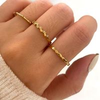 Simple Style Solid Color 304 Stainless Steel 18K Gold Plated Rhinestones Rings In Bulk main image 1