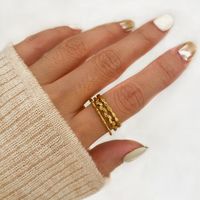 Simple Style Solid Color 304 Stainless Steel 18K Gold Plated Rhinestones Rings In Bulk main image 3