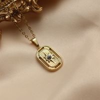 304 Stainless Steel 18K Gold Plated IG Style Elegant Streetwear Inlay Round Square Moon Turquoise Zircon Pendant Necklace main image 7