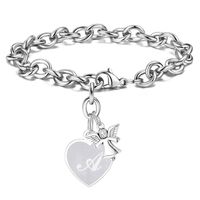 304 Stainless Steel Simple Style Classic Style Letter Heart Shape Bracelets sku image 1
