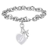 304 Stainless Steel Simple Style Classic Style Letter Heart Shape Bracelets sku image 4