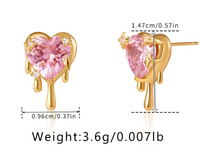 1 Pair Sweet Heart Shape Plating Copper Zircon 18K Gold Plated Ear Studs main image 2