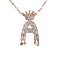 Copper 18K Gold Plated XUPING Simple Style Commute Plating Inlay Letter Crown Rhinestones Pendant Necklace main image 8