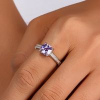 Elegant Glam Romantic Solid Color Sterling Silver Inlay Zircon White Gold Plated Women's Rings Earrings Necklace main image 9