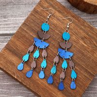 1 Paire Style Vintage Style Ethnique Bloc De Couleur Patchwork Faux Cuir Boucles D'oreilles main image 1