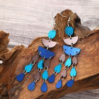 1 Pair Vintage Style Ethnic Style Color Block Patchwork Pu Leather Drop Earrings main image 2