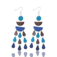 1 Pair Vintage Style Ethnic Style Color Block Patchwork Pu Leather Drop Earrings main image 3