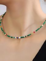 Natural Stone Copper 18K Gold Plated Bohemian Classic Style Beaded Geometric Necklace main image 1
