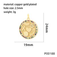 1 Piece 25*15mm Copper Zircon 18K Gold Plated Geometric Devil's Eye Heart Shape Pendant Chain sku image 8