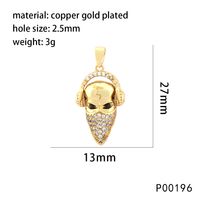 1 Piece 25*15mm Copper Zircon 18K Gold Plated Geometric Devil's Eye Heart Shape Pendant Chain sku image 9