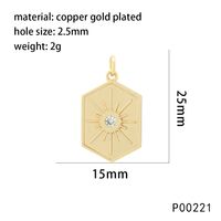 1 Piece 25*15mm Copper Zircon 18K Gold Plated Geometric Devil's Eye Heart Shape Pendant Chain sku image 3