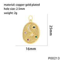 1 Piece 25*15mm Copper Zircon 18K Gold Plated Geometric Devil's Eye Heart Shape Pendant Chain sku image 6