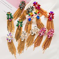 1 Pair Casual Vacation Classic Style Color Block Plating Inlay Alloy Rhinestones 14K Gold Plated Drop Earrings main image 6