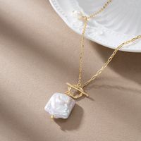 Elegant Lady Classic Style Geometric Sterling Silver Pearl Pendant Necklace In Bulk sku image 1
