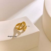 304 Stainless Steel 18K Gold Plated Simple Style Classic Style Hollow Out Waves Solid Color Rings main image 9