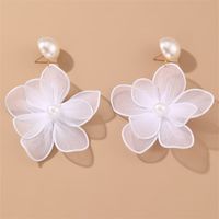 1 Pair Cute Sweet Flower Patchwork Cloth Drop Earrings sku image 1