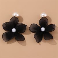 1 Pair Cute Sweet Flower Patchwork Cloth Drop Earrings sku image 3
