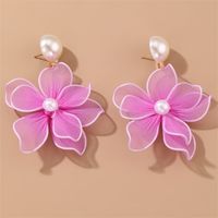 1 Pair Cute Sweet Flower Patchwork Cloth Drop Earrings sku image 5