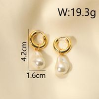 1 Paire Style IG Dame Style Classique Irrégulier Placage Incruster Le Cuivre Perle D'eau Douce Zircon Plaqué Or 18K Boucles D'oreilles sku image 3