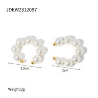 1 Pair IG Style Simple Style C Shape Pearl 304 Stainless Steel 18K Gold Plated Ear Cuffs main image 2