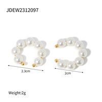 1 Pair IG Style Simple Style C Shape Pearl 304 Stainless Steel 18K Gold Plated Ear Cuffs sku image 1