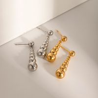 1 Pair IG Style Basic Modern Style Round Ball Plating 304 Stainless Steel 18K Gold Plated Ear Studs main image 1